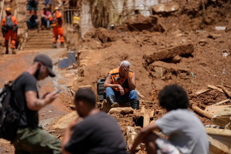 Rescue workers in Brazil
