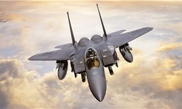 photo of airborne F-15 Eagle, made by BAE Systems.