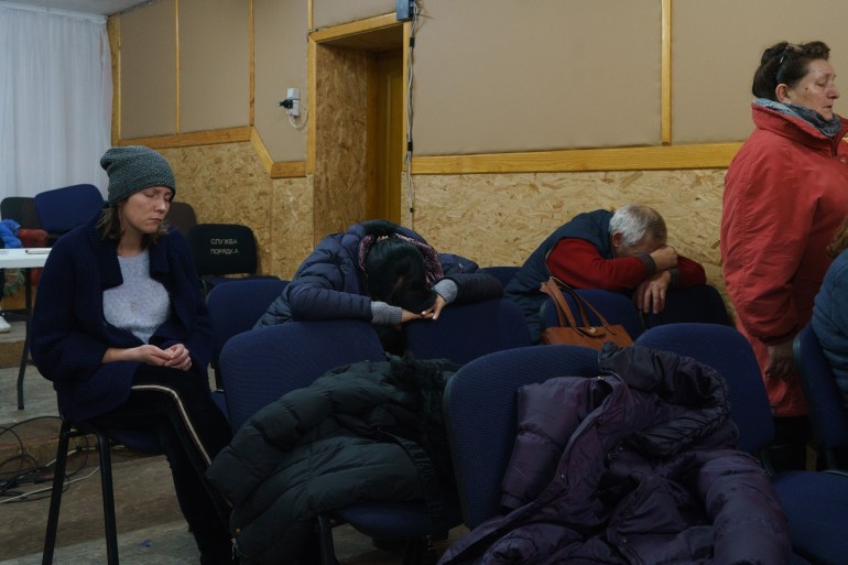 Locals from eastern Mariupol found a shelter in an evangelical church.