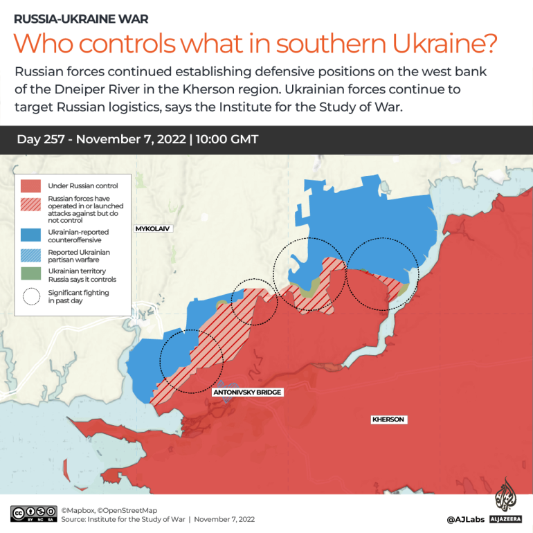 INTERACTIVE-WHO CONTROLS WHAT IN SOUTHERN KHERSON 254