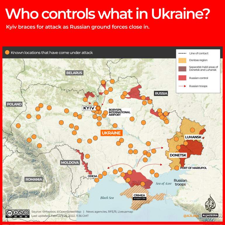 Russian invasion, control map Ukraine and attacks on Ukraine by Russia
