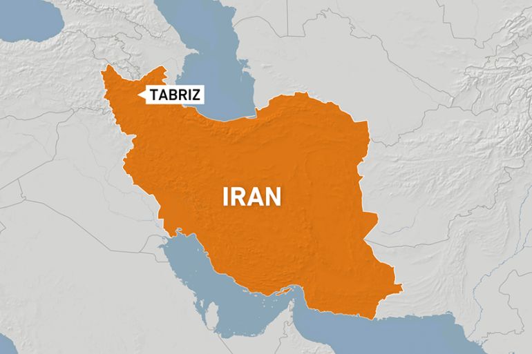 Map of Tabriz in Iran