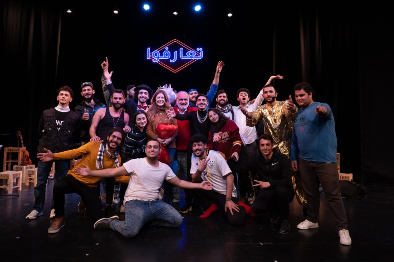 The cast of Taarafou with playwright Yehia Jaber and MARCH Lebanon