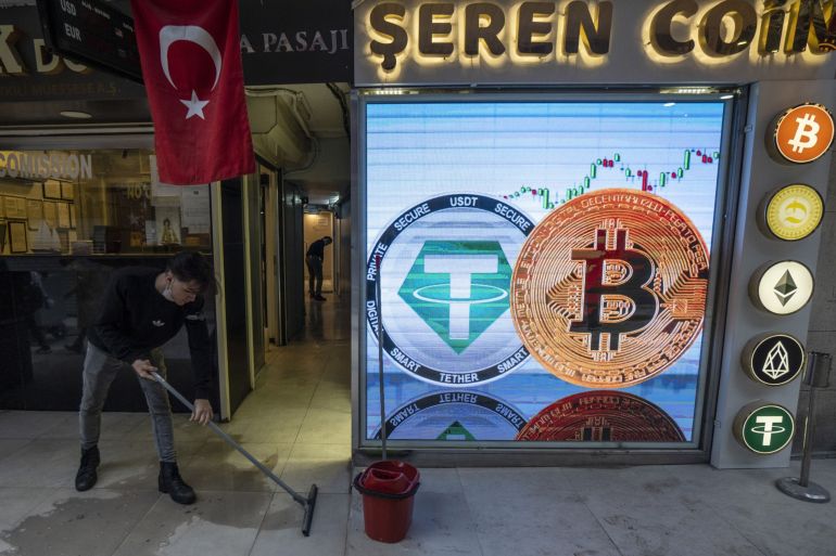 A cryptocurrency exchange kiosk in Istanbul, Turkey