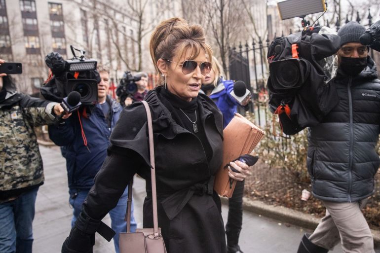 Sarah Palin departs from federal court in New York