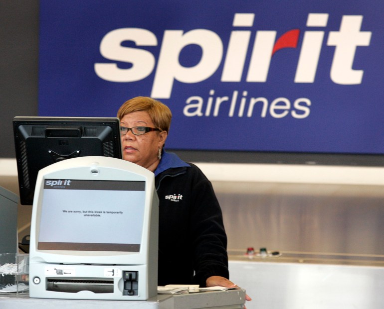A Spirit Airlines ticketing agent 