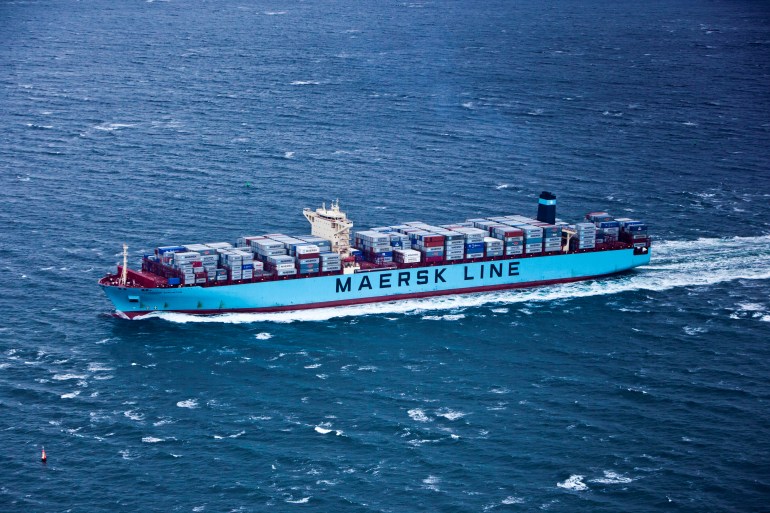 A Maersk tanker sails, December 12, 2012. Picture taken December 12, 2012. Ritzau Scanpix/Asger Ladefoged/via REUTERS ATTENTION EDITORS - THIS IMAGE WAS PROVIDED BY A THIRD PARTY. DENMARK OUT. NO COMMERCIAL OR EDITORIAL SALES IN DENMARK.