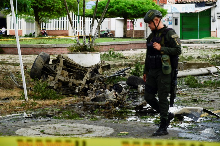 Aftermath of car bomb in Colombia