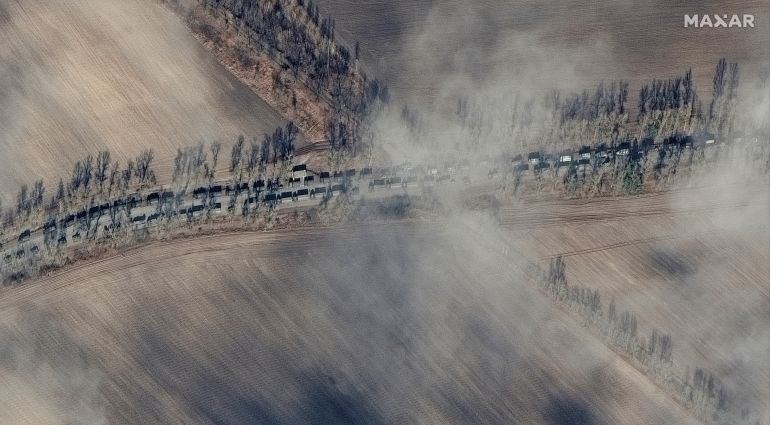 Imagen satelital de las fuerzas terrestres rusas 