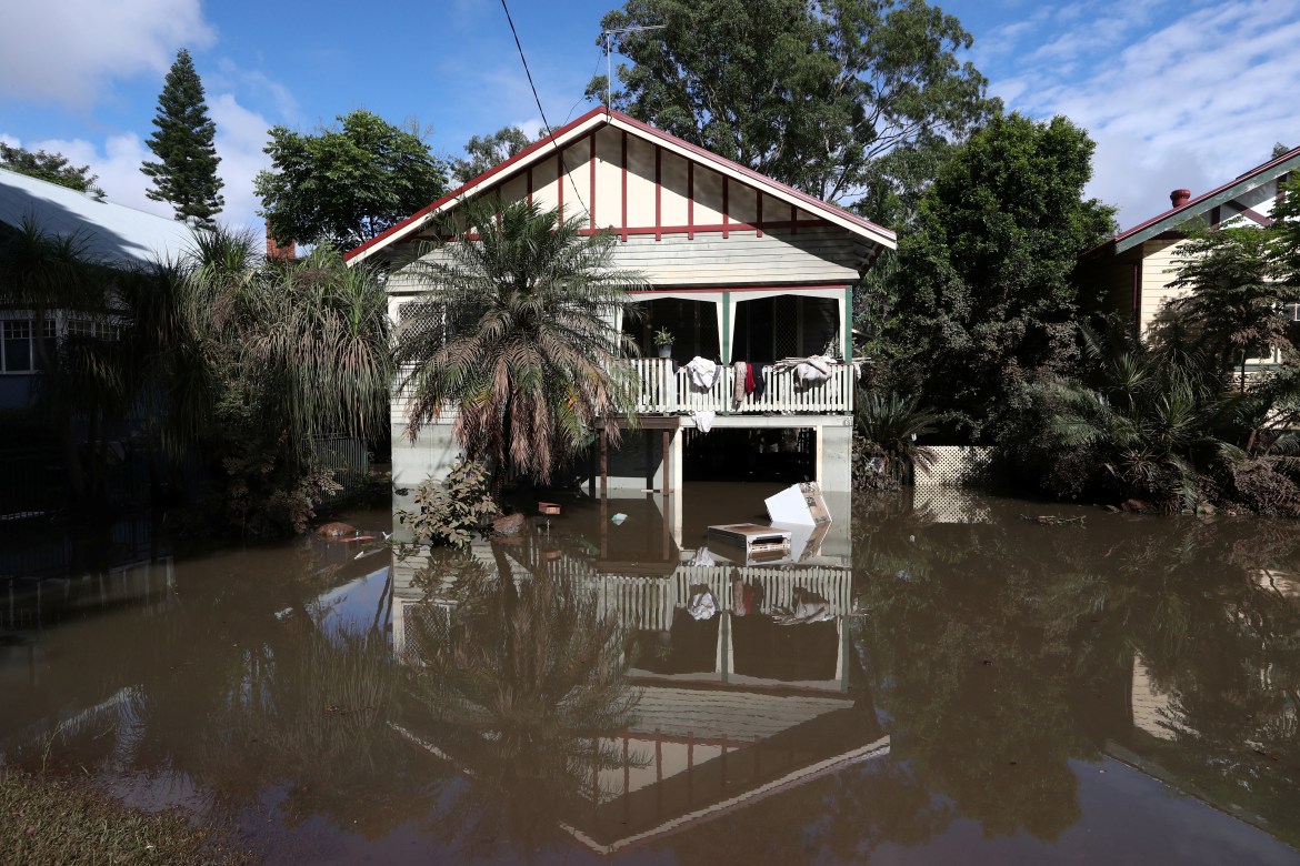 A view of flooded houses following heavy rains in Lismore