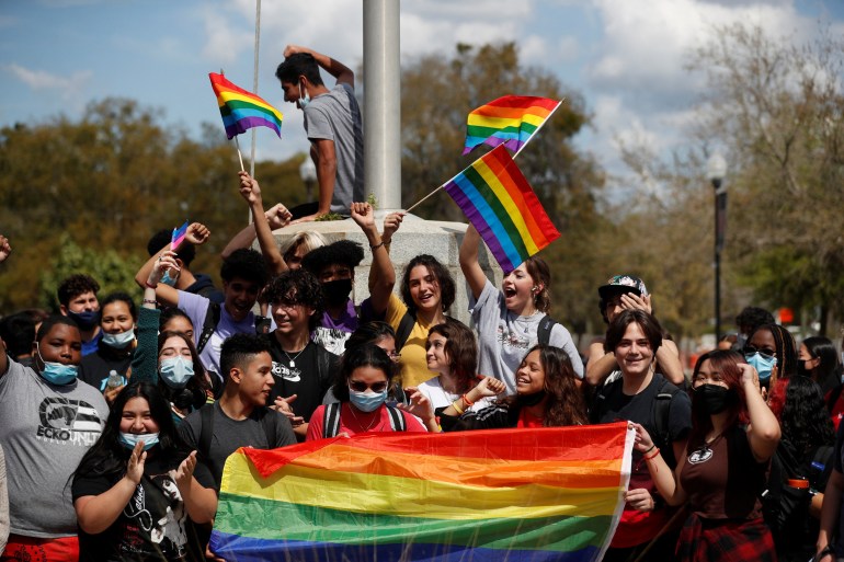 Students in Florida protest against the 'Don't Say Gay' bill