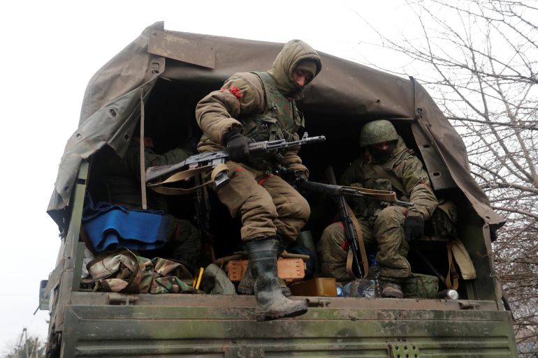 Service members of pro-Russian troops in Donetsk