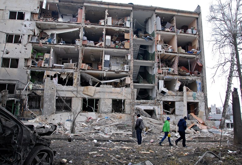 edificio bombardeado en Ucrania