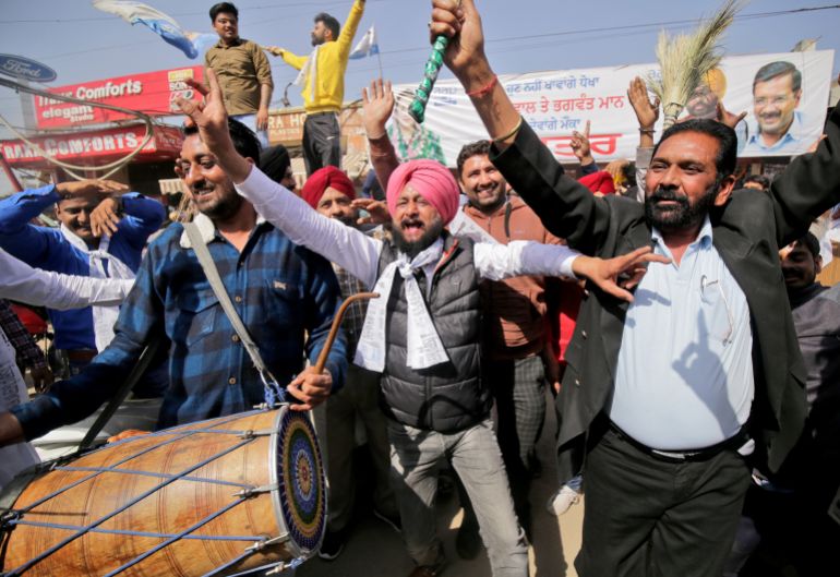 AAP supporters celebrate in Punjab