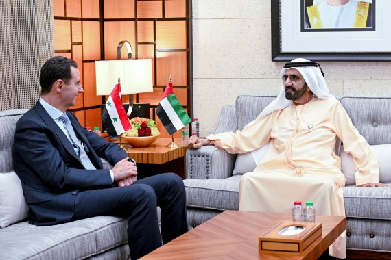 Syrian President Bashar Al-Assad meets Prime Minister and Vice-President of the United Arab Emirates and ruler of Dubai, Sheikh Mohammed bin Rashid al-Maktoum