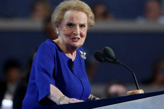 Former Secretary of State Madeline Albright speaks at the Democratic National Convention in Philadelphia, Pennsylvania,