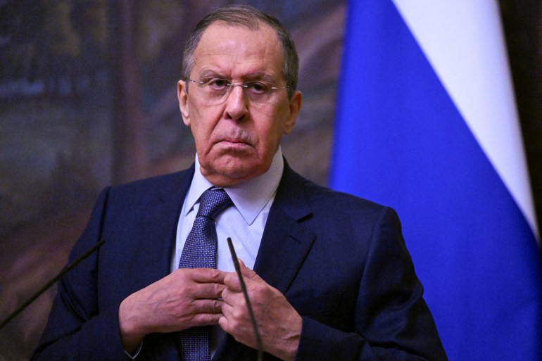 Russian Foreign Minister Sergei Lavrov attends a news conference following talks with President of the International Committee of the Red Cross (ICRC) Peter Maurer in Moscow,