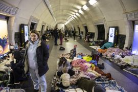 Civilians gather at the Kyiv Metro to take shelter