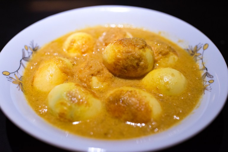 A creamy dish of egg malai (curry)