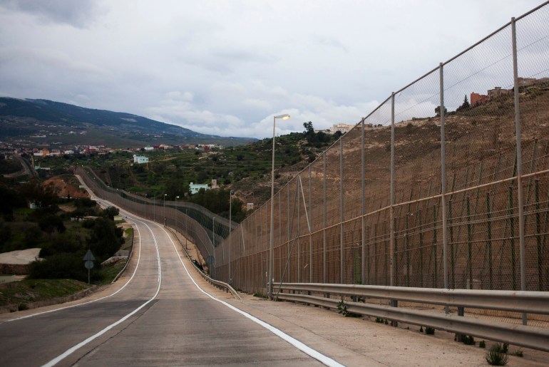 A border fence in Melilla, Spain