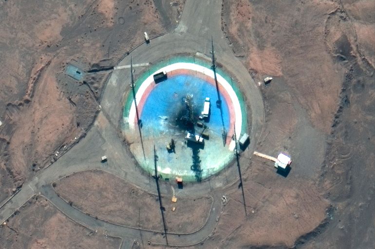 A scorched launchpad is seen at Iran's Imam Khomeini Spaceport