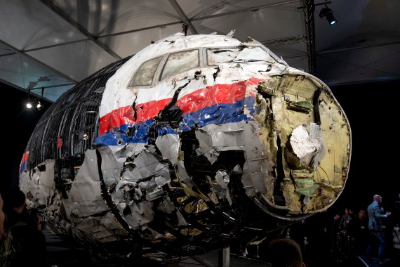 the reconstructed wreckage of MH17