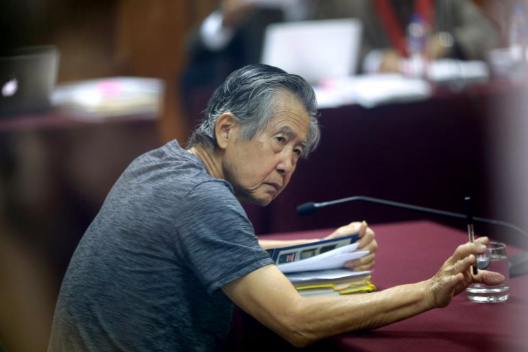 Alberto Fujimori at his trial in Lima, Peru, April 23, 2014.