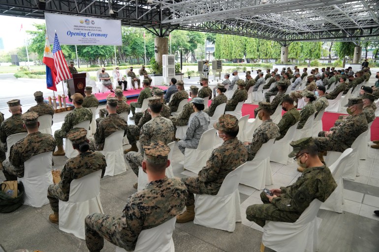 A ceremony before a Philippine-US drill starts