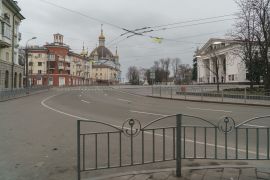 Empty streets of Mariupol on Feb 26, 2022.
