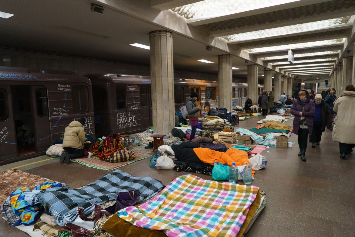 Kharkiv residents have been sheltering from the Russian attacks in the Kharkiv metro station