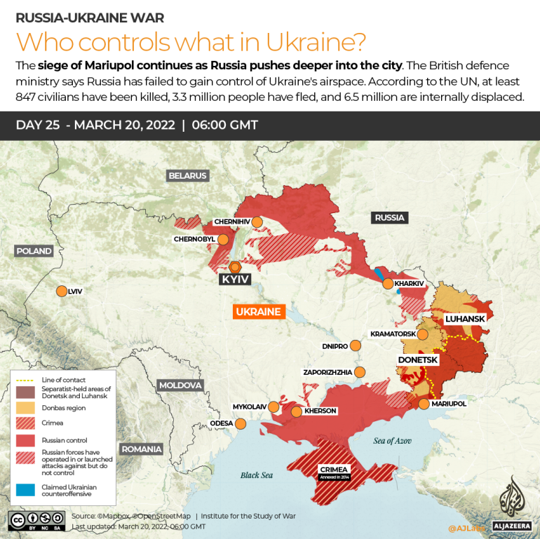 INTERACTIVE Russia Ukraine War Who controls what Day 25