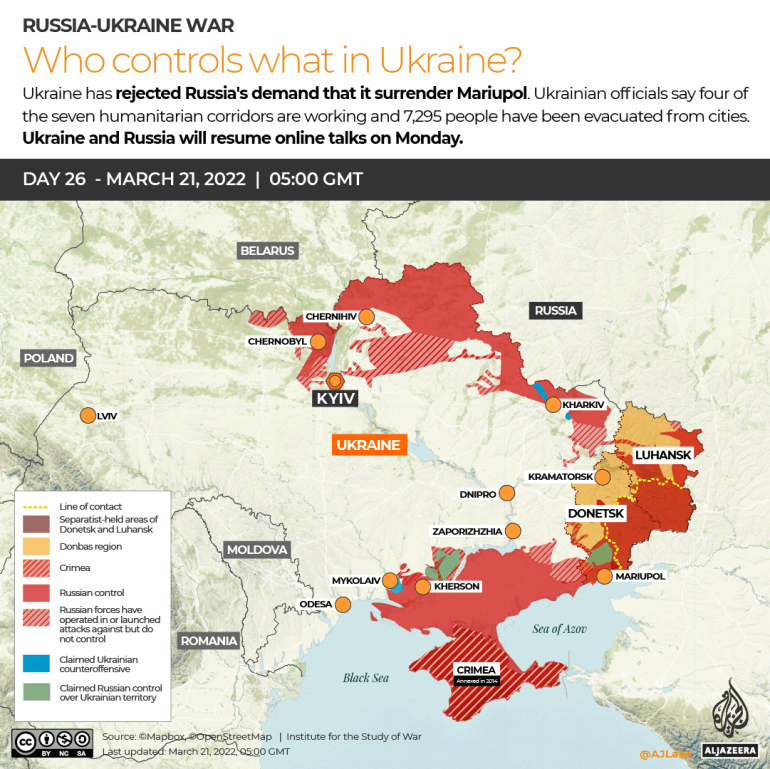 INTERACTIVO Rusia Ucrania Guerra Quién controla qué Día 26