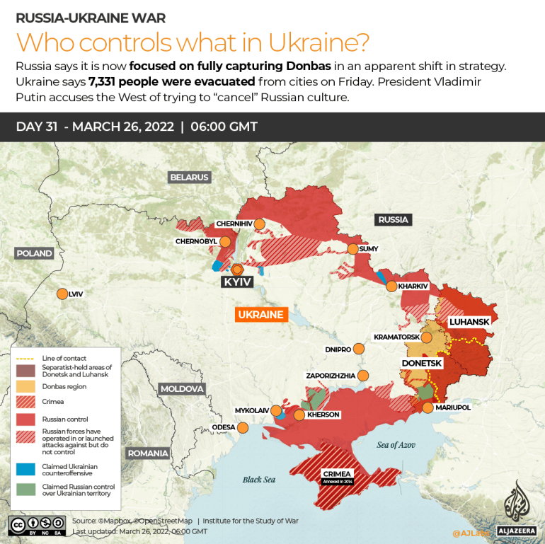 INTERACTIVO Rusia Ucrania Guerra Quién controla qué Día 31