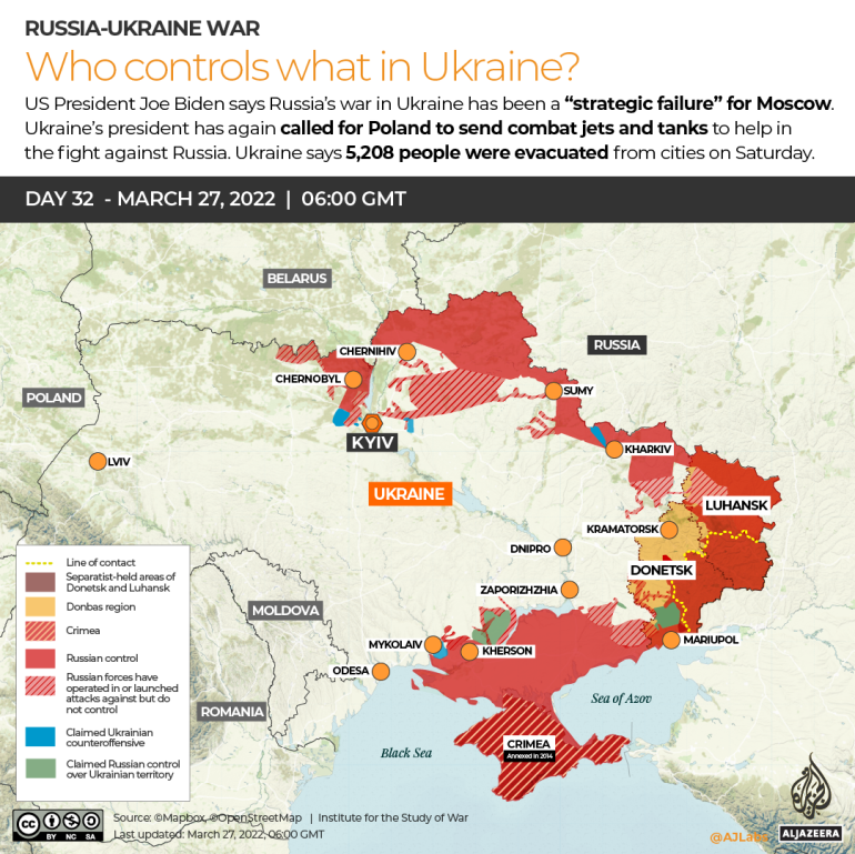 INTERACTIVO Rusia Ucrania Guerra Quién controla qué Día 32