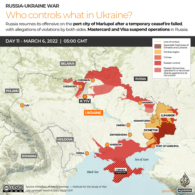 Mapa INTERACTIVO Rusia-Ucrania Quién controla qué en Ucrania DÍA 11