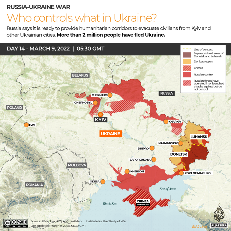 Mapa INTERACTIVO Rusia-Ucrania Quién controla qué en Ucrania DÍA 14