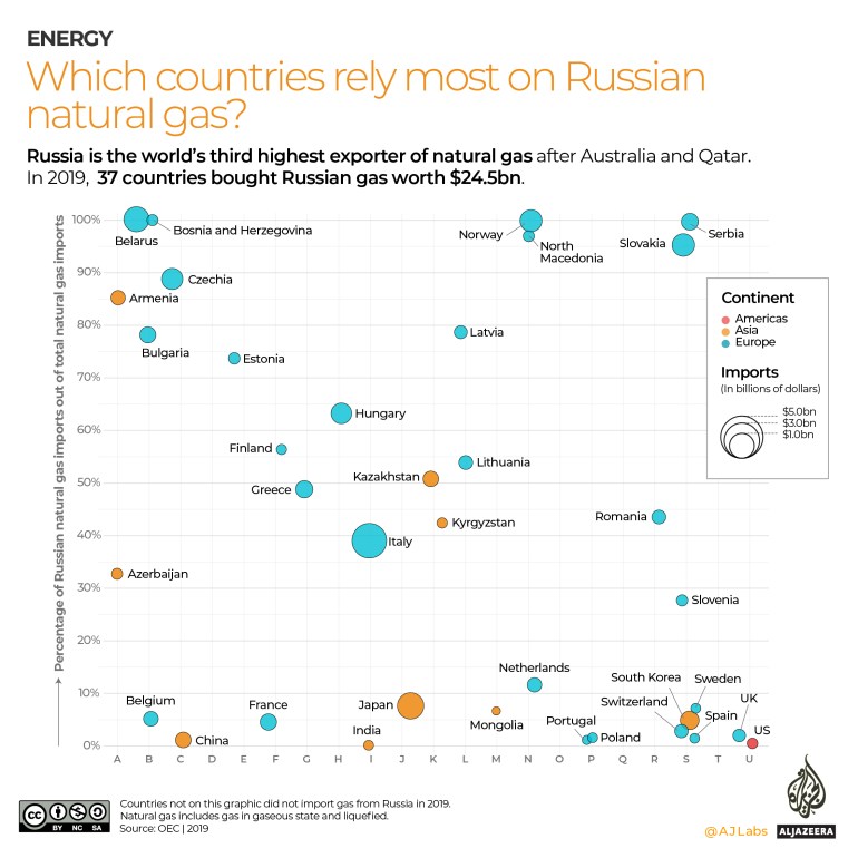 INTERATTIVO - Importazioni di gas russe nel 2019