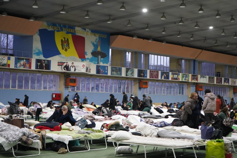 The Manej sports hall that serves as a refugee center in Chisinau