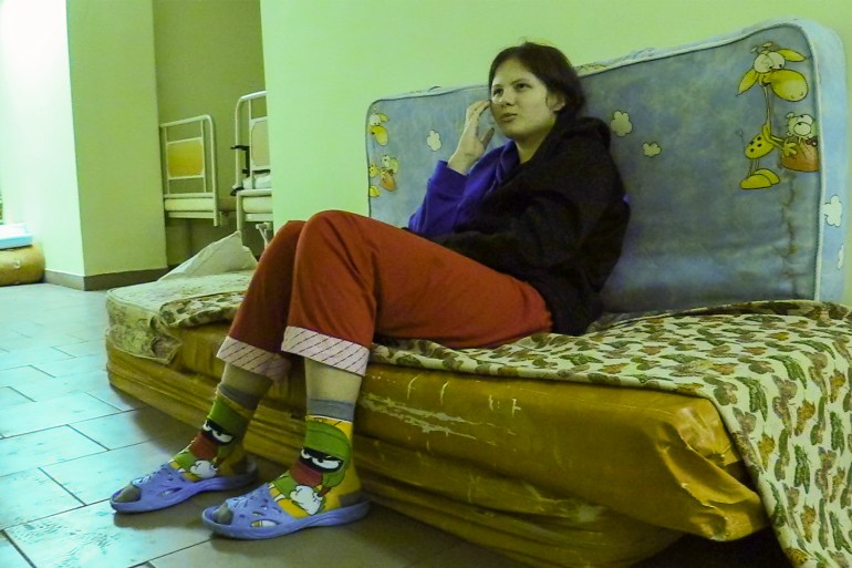 Nadia Tymoshchuk, 14, in the basement of Children's Hospital 7 in Kyiv