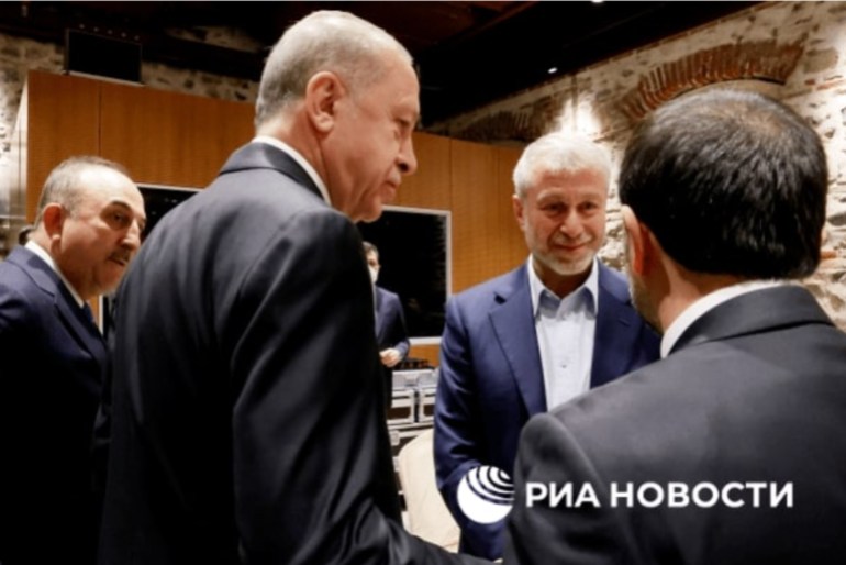 Russian billionaire Roman Abramovich is seen attending the talks in Istanbul