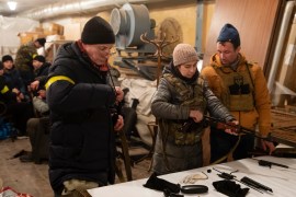 Volunteers preparing to patrol Kyiv in Ukraine