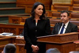 Newly-elected Hungarian President Katalin Novak takes an oath