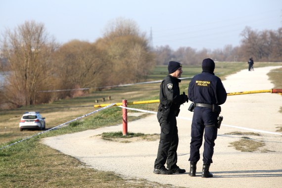 Croatian police cordon off the site where a military drone crashed in Zagreb