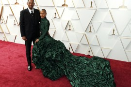 Will Smith and his wife Jada Pinkett Smith on the red carpet before the Oscars ceremony