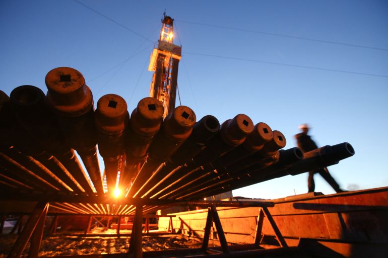 Drilling rig in Nizhnevartovsk, Russia.