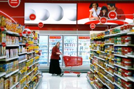 A customer shops in the food section of a Target store in Arvada, Colorado