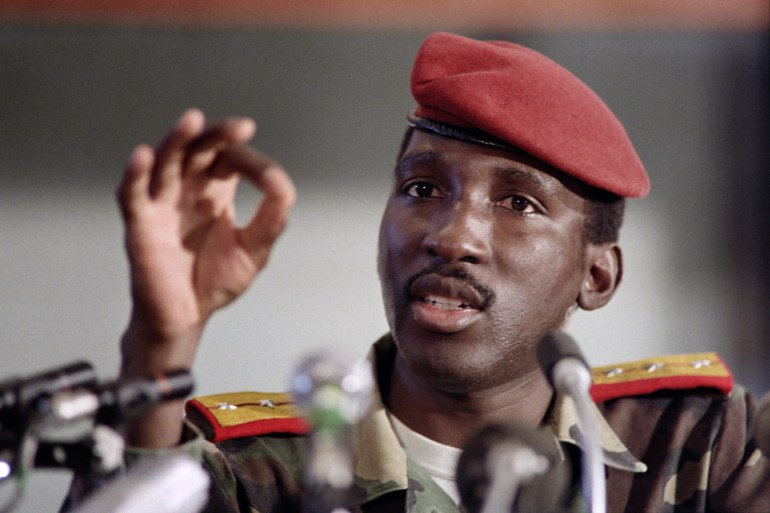 September 02, 1986 Captain Thomas Sankara, President of Burkina Faso gives a press conference