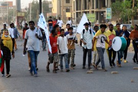 Sudanese protesters take part in a rally on April 11