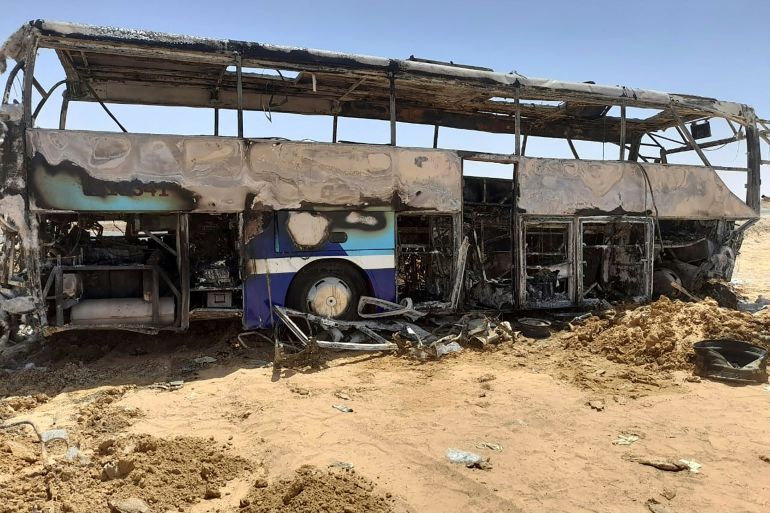 A picture shows the scene of a bus accident which occurred in early hours of April 13, 2022