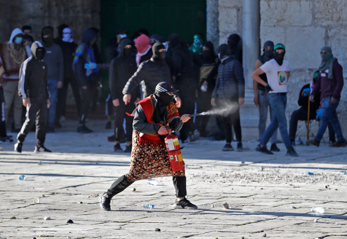 A Palestinian demonstrator